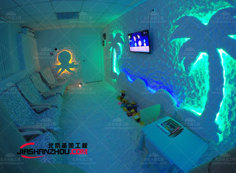 不同風格的鹽壁燈搭配仿真鹽洞鹽療房spa制作的效果