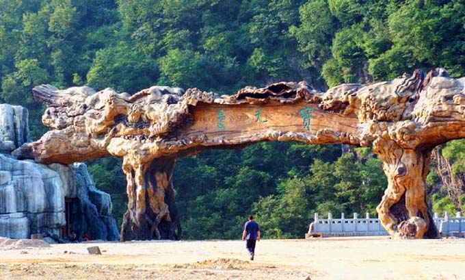 仿真樹大門顏色優美多樣，造型返璞歸真